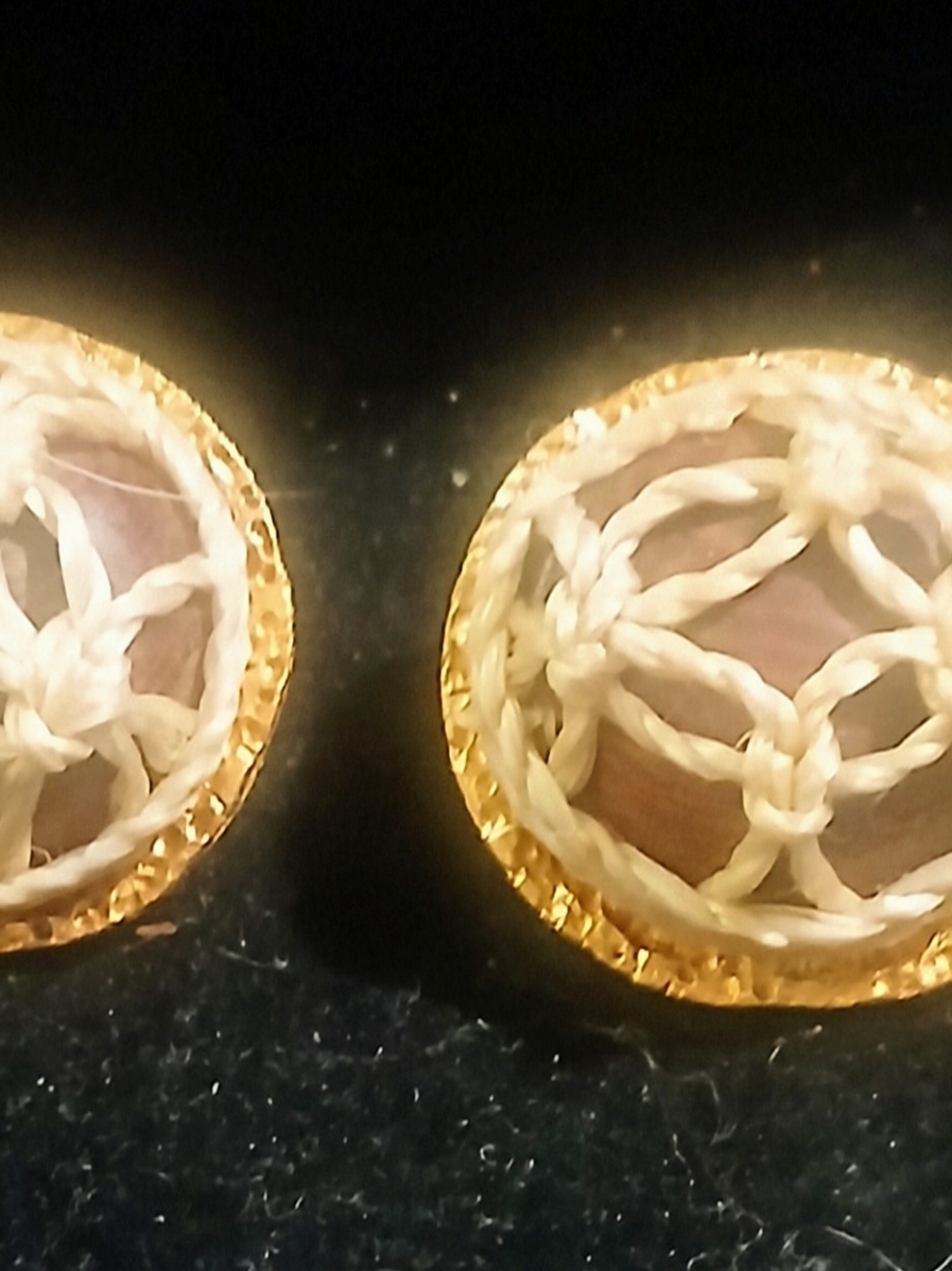 Robert Rose Gold-Tone and Cream Woven Dome Stud Earrings